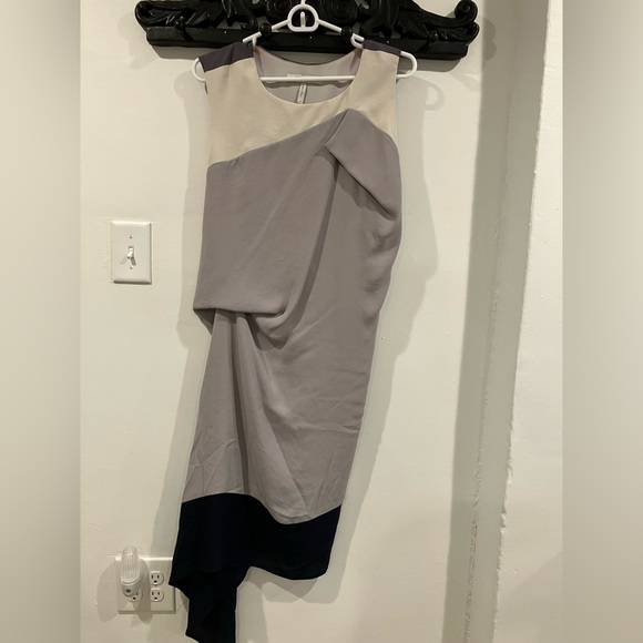 BCBGMaxAzria asymmetrical color block midi dress - Picture 1 of 4